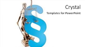  Presentation with justice - PPT theme with blind justitia with libra background and a white colored foreground