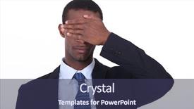  Presentation with eyes - Beautiful slides featuring blind man - businessman covering eyes with hand backdrop and a tawny brown colored foreground