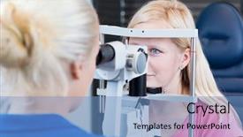  Presentation with eye doctor - PPT layouts having blind man - optometry concept - pretty young background and a teal colored foreground