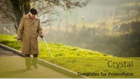  Presentation with blind - Colorful slide deck enhanced with blind-man-crossing-a-street backdrop and a gold colored foreground
