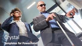  Presentation with elevator - Cool new theme with blind-man-presses-button backdrop and a ocean colored foreground