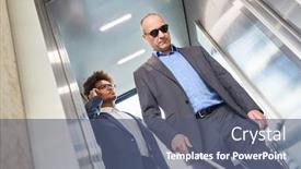  Presentation with elevator - Cool new PPT theme with blind-man-with-glasses backdrop and a ocean colored foreground