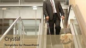  Presentation with guide dog - Colorful theme enhanced with blind man with guide dog backdrop and a coral colored foreground