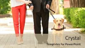  Presentation with dog park - Slides with blind man with guide background and a soft green colored foreground