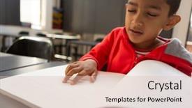  Presentation with blind - Colorful slide set enhanced with blind mixed-race school backdrop and a lemonade colored foreground