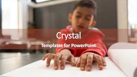  Presentation with front desk - Slide deck having blind mixed-race school background and a red colored foreground