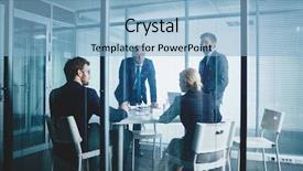  Presentation with meeting table - Cool new slide deck with blind people - business team sitting backdrop and a light blue colored foreground