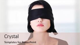  Presentation with blind people - Cool new PPT theme with blind people - portrait of the young woman backdrop and a soft green colored foreground