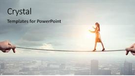  Presentation with blindfolded - PPT theme featuring blind people - she is walking blindfolded background and a light gray colored foreground