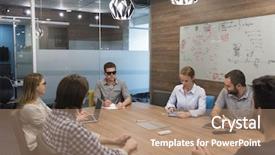  Presentation with virtual team meeting - Colorful slide deck enhanced with blind people - startup business team brainstorming backdrop and a coral colored foreground