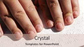  Presentation with blind people - Slides consisting of blind person reading bible written background and a coral colored foreground