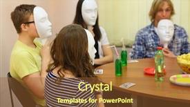  Presentation with blind people - Presentation theme featuring blind school - four young people play mafia background and a tawny brown colored foreground