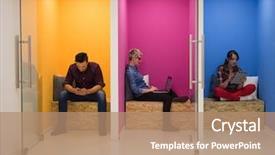  Presentation with group of diverse people - Amazing slide set having blind school - group of young business people backdrop and a coral colored foreground