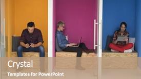  Presentation with science stars and galaxy space - Presentation theme consisting of blind school - group of young business people background and a coral colored foreground