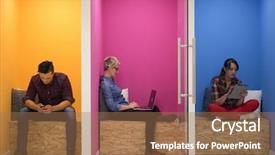  Presentation with blind people - Audience pleasing PPT theme consisting of blind school - group of young business people backdrop and a  colored foreground