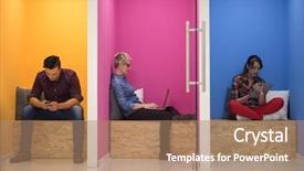  Presentation with group of diverse people - Amazing PPT layouts having blind school - group of young business people backdrop and a coral colored foreground