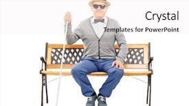  Presentation with blind people - Slide set featuring blind senior man seated background and a white colored foreground