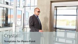  Presentation with front office - Colorful theme enhanced with blind-senior-man-with-glasses backdrop and a light gray colored foreground