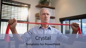  Presentation with fabric - Amazing slide set having blind shot - senior man pulling fabric while backdrop and a seafoam green colored foreground