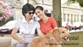  Presentation with blind - Slide set consisting of blind woman and homecarer relaxing background and a coral colored foreground