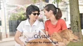  Presentation with blind - PPT theme enhanced with blind woman and homecarer relaxing background and a coral colored foreground