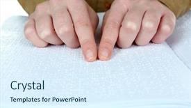  Presentation with blind - Audience pleasing presentation design consisting of sitting in bedroom reading book backdrop and a gray colored foreground.