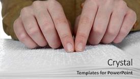  Presentation with blind people - Slide set featuring blind woman read book written background and a light gray colored foreground