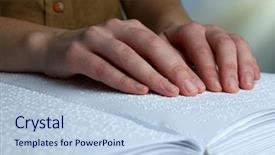  Presentation with blind people - Colorful slide set enhanced with blind woman read book written backdrop and a light blue colored foreground