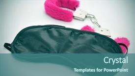  Presentation with pair of hands - PPT layouts enhanced with blindfold and sexy fluffy handcuffs background and a ocean colored foreground