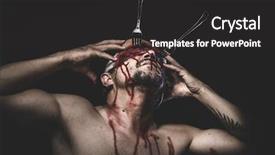  Presentation with horror - Beautiful presentation theme featuring blindfold soaked in blood backdrop and a dark gray colored foreground