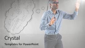  Presentation with blindfolded - Audience pleasing presentation consisting of blindfolded business man with thought backdrop and a light gray colored foreground