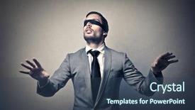  Presentation with blindfolded - Cool new slides with blindfolded businessman backdrop and a ocean colored foreground