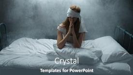  Presentation with psychedelic - Slide set consisting of blindfolded-crazy-woman-in-bed background and a gray colored foreground