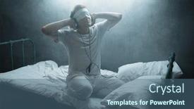  Presentation with blindfolded - Slide deck enhanced with blindfolded-psycho-man-sitting background and a ocean colored foreground