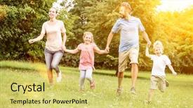  Presentation with children sport - Cool new presentation theme with bliss - active family with children making backdrop and a yellow colored foreground