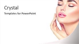  Presentation with beautiful skin - Slides featuring bliss - beautiful spa brunette woman touching background and a white colored foreground