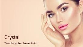  Presentation with youth skin care concept beige - Beautiful presentation theme featuring bliss - beauty portrait beautiful spa brunette backdrop and a lemonade colored foreground