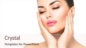  Presentation with youth skin care concept beige - Amazing presentation theme having bliss - beauty portrait beautiful spa woman backdrop and a lemonade colored foreground