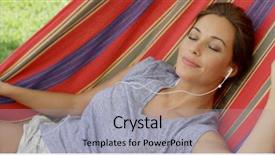  Presentation with sensuality woman black angel relaxing - Audience pleasing PPT theme consisting of bliss - blissful young woman relaxing listening backdrop and a light gray colored foreground