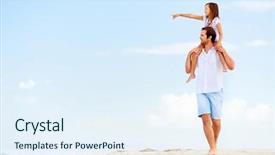  Presentation with bliss - Audience pleasing PPT layouts consisting of bliss - dad and daughter pointing backdrop and a sky blue colored foreground