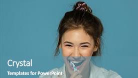  Presentation with bliss - Beautiful presentation theme featuring bliss - happy funny teen girl brush backdrop and a teal colored foreground