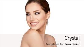  Presentation with natural skin products women - Theme consisting of bliss - natural beauty portrait beautiful woman background and a lemonade colored foreground