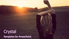  Presentation with sun - Cool new theme with bliss - young woman enjoys sun beams backdrop and a wine colored foreground