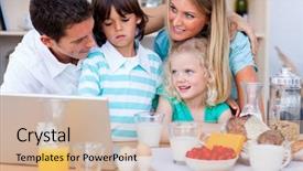  Presentation with environmental health during covid 19 - PPT layouts having blissful family using laptop background and a soft green colored foreground