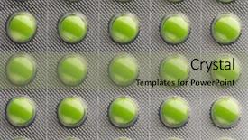  Presentation with pills - Colorful slide deck enhanced with blister pack with green pills backdrop and a seafoam green colored foreground