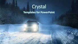  Presentation with blizzard - Audience pleasing presentation theme consisting of blizzard - car lights in winter forest backdrop and a ocean colored foreground