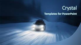  Presentation with winter forest - Cool new theme with blizzard - car lights in winter forest backdrop and a ocean colored foreground