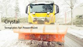  Presentation with snowplow - Slides having blizzard - snowplow removes snow off icy background and a lemonade colored foreground