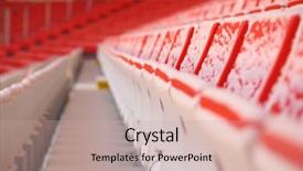  Presentation with stadium - Slide deck featuring blizzard entertainment - many rows of bright seats background and a coral colored foreground