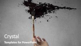  Presentation with hand drawn brush stroke design - Colorful PPT theme enhanced with water blob - man's hand painting in black backdrop and a  colored foreground